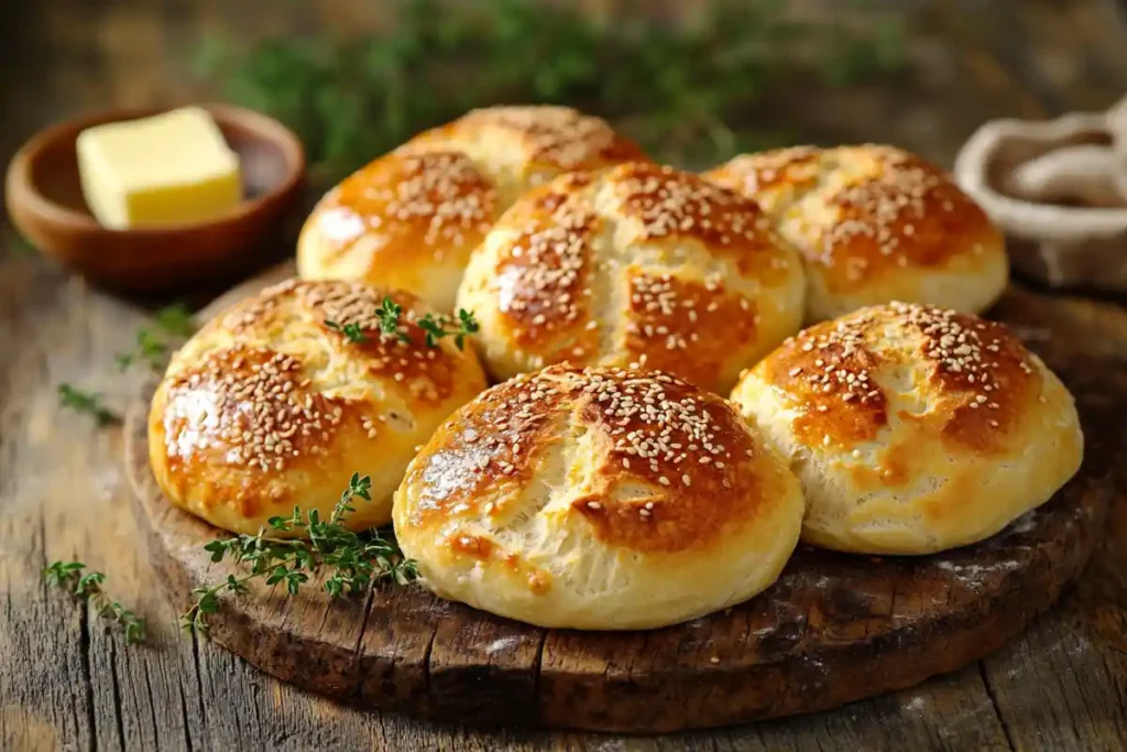 Freshly baked German Brötchen in various shapes and sizes