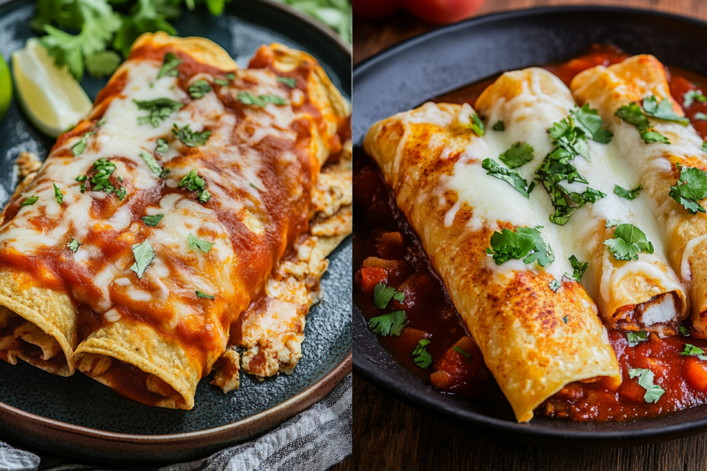 Enchiladas served with classic Mexican sides.