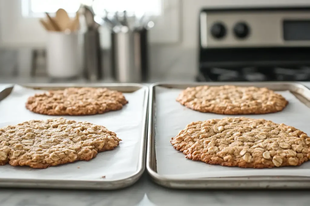 Comparison of flat and crispy oatmeal cookies vs. thick and chewy ones