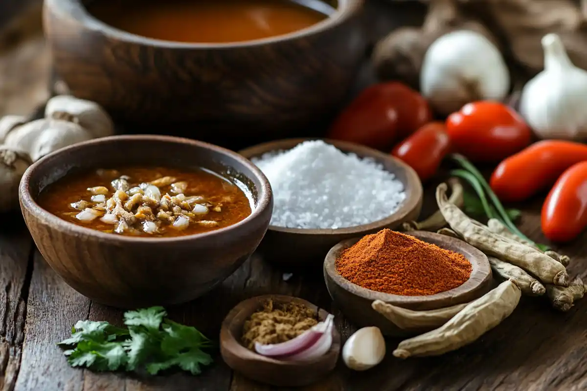 Tamarind Soup Mix Ingredients and a Bowl of Sinigang