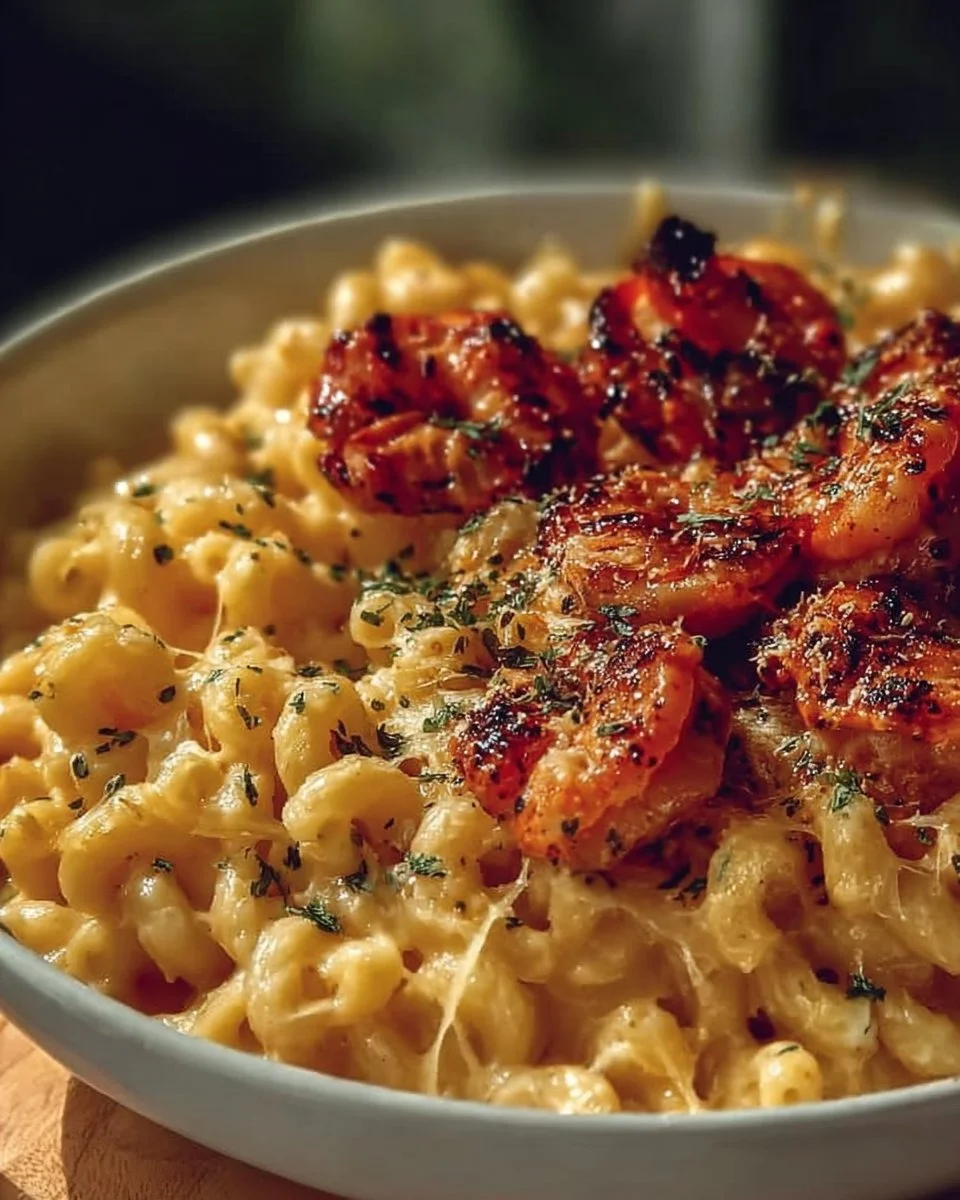 Ultimate lobster and shrimp mac and cheese dish with creamy cheese sauce