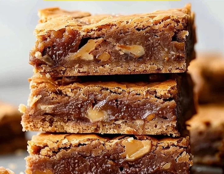 Delicious blonde brownies, chewy and rich dessert recipe.