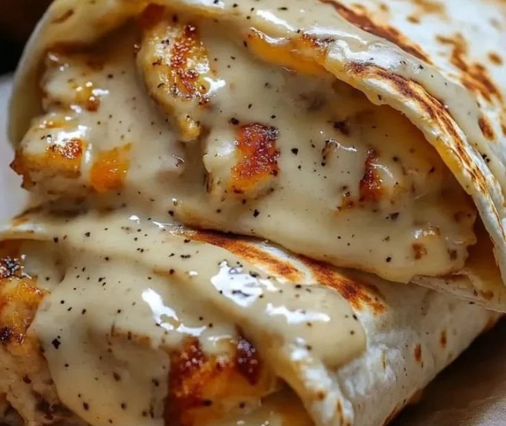 Cheesy garlic chicken wraps filled with savory chicken and melted cheese