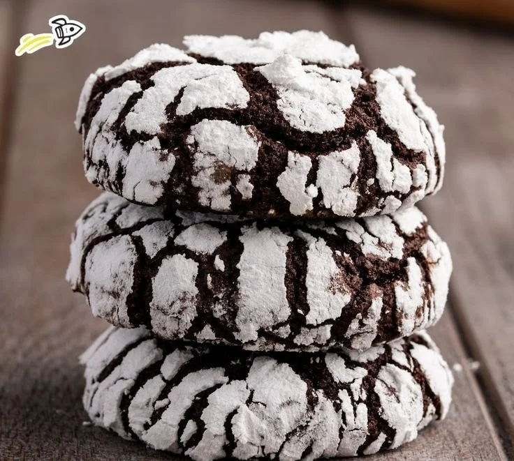 Delicious homemade chocolate crinkle cookies dusted with powdered sugar