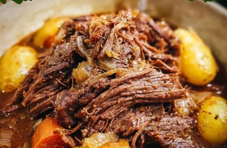 Delicious Crockpot Mississippi Pot Roast served with sides