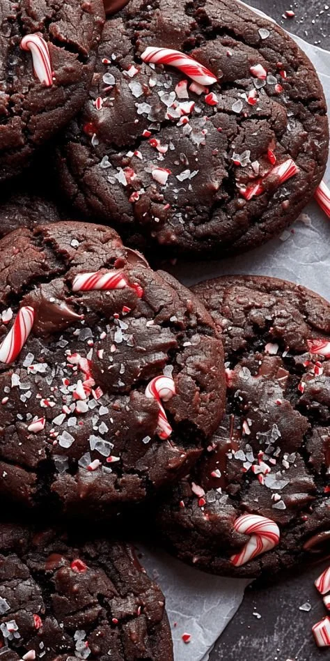 Double chocolate peppermint cookies fresh out of the oven