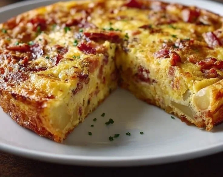 Delicious beef bacon potato frittata recipe by Ina Garten.