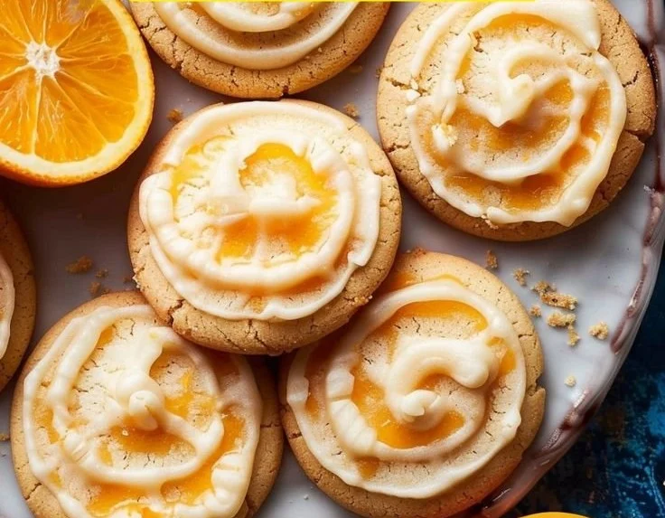 Freshly baked orange cookies on a plate