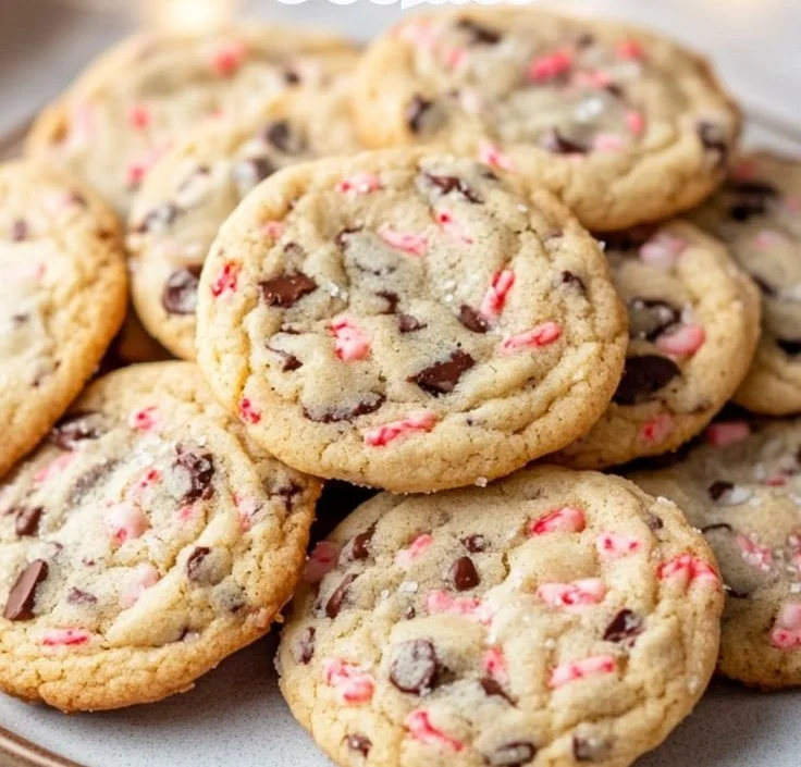 Delicious peppermint bark cookies with festive toppings