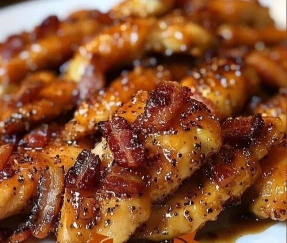 Bacon Brown Sugar Chicken Tenders served with a side dish