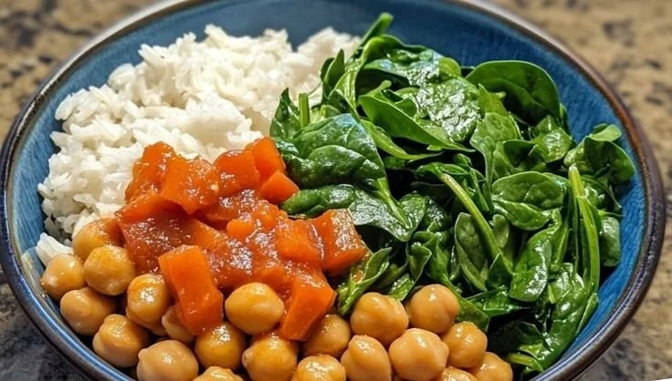Easy Fresh Spinach Chickpea Dinner Bowl