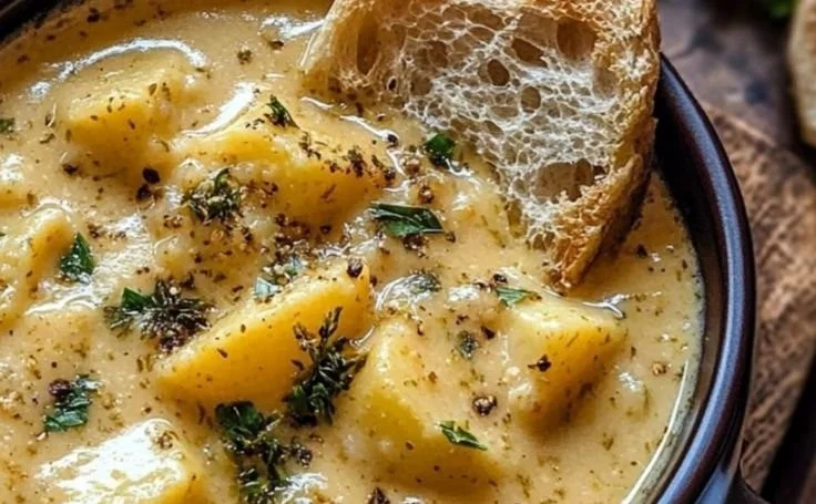 Hearty Cheddar Garlic Herb Potato Soup
