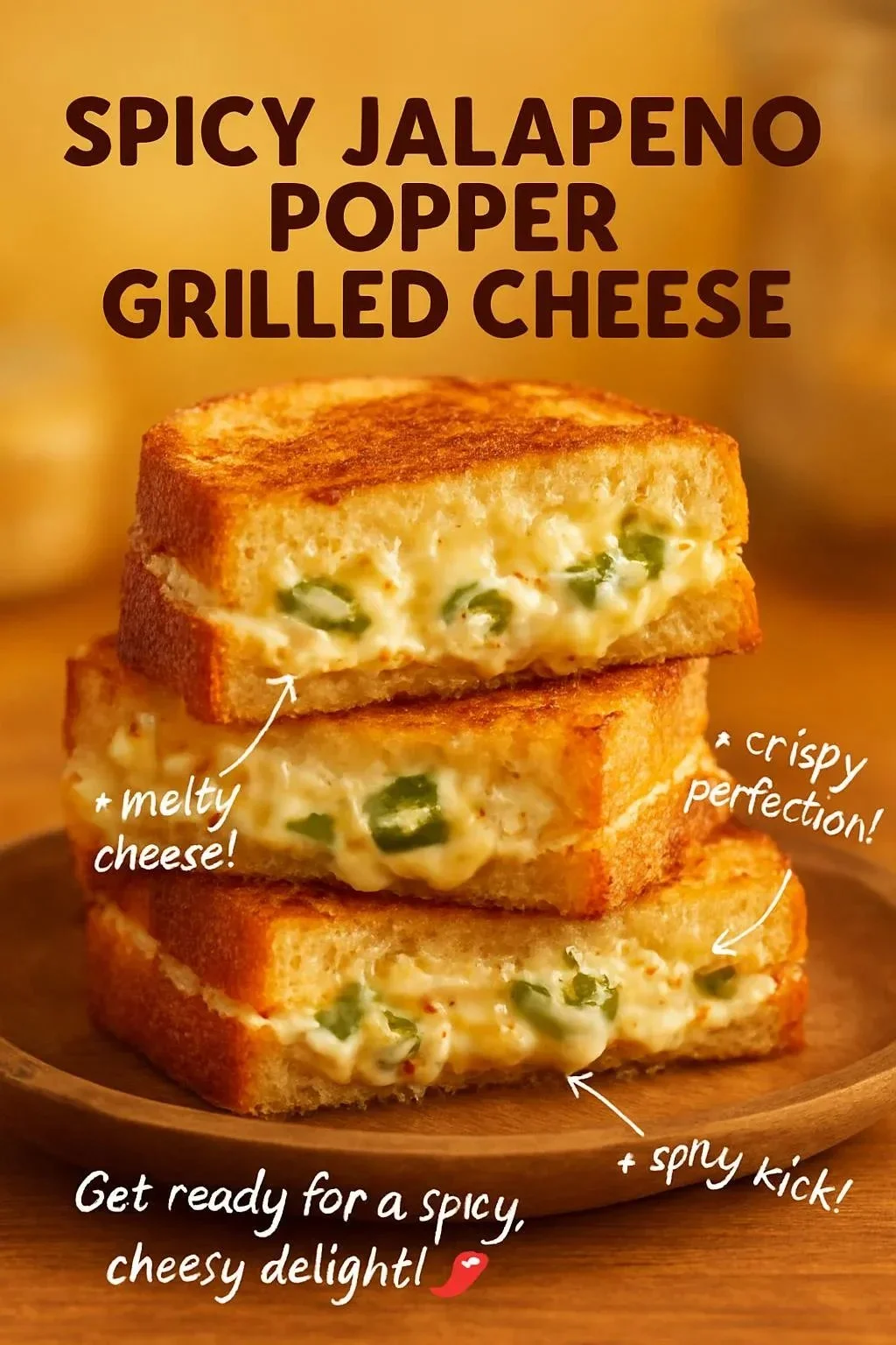 Spicy Jalapeno Popper Grilled Cheese sandwich with melted cheese and jalapenos